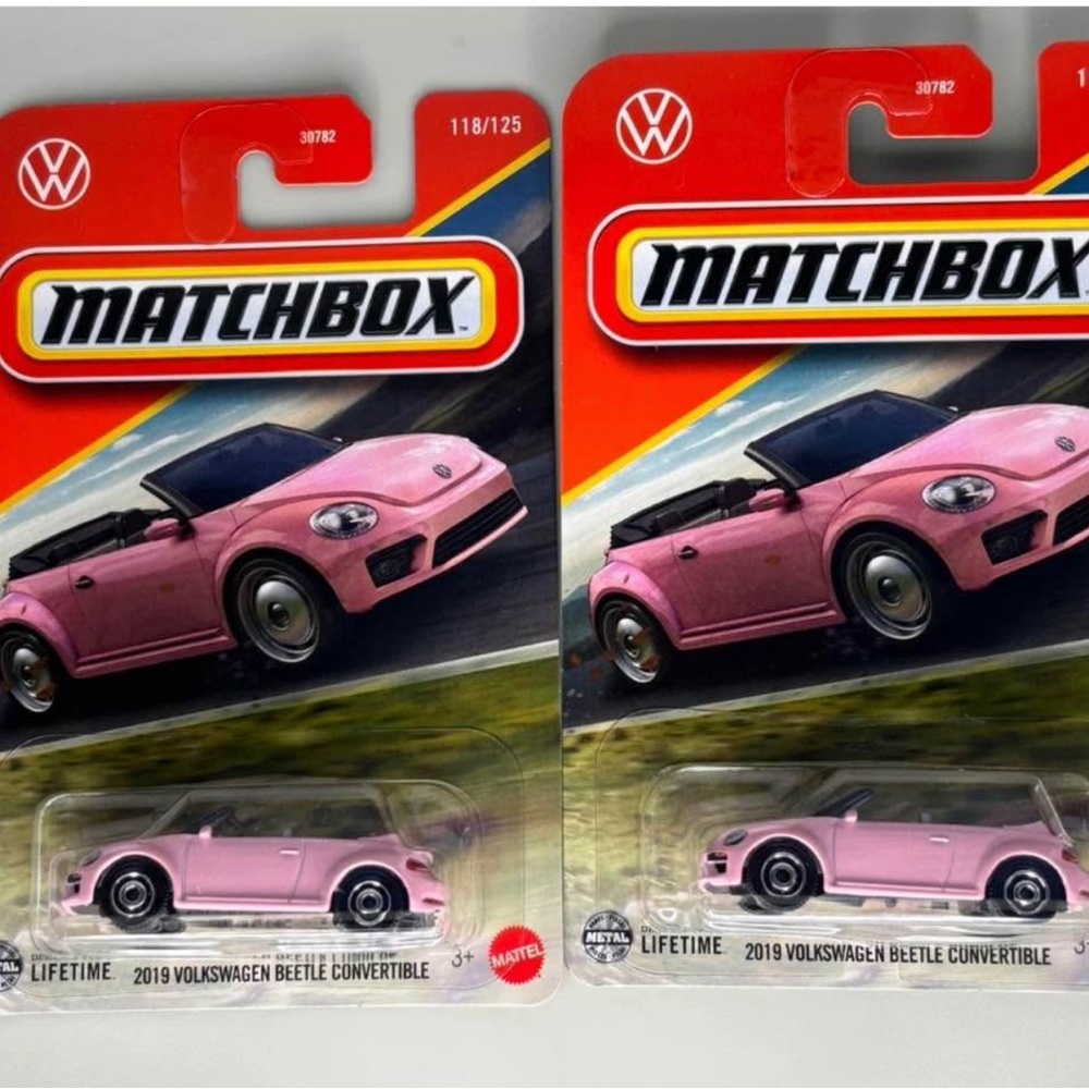 Matchbox Volkswagen Beetle Convertible Pink lot of 2